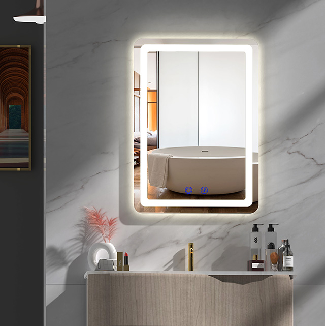 DP339 LED menyala Anti-kabut Square Wall-Mounted Mirror