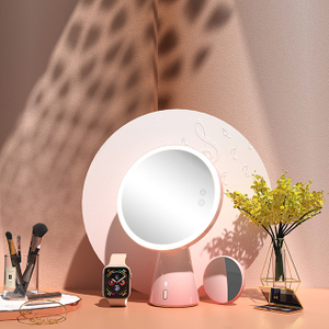 Versi Moon Mirror Alexa - Alexa Versi LED Desktop dan Lampu Meja Makeup Cermin dengan Speaker Bluetooh